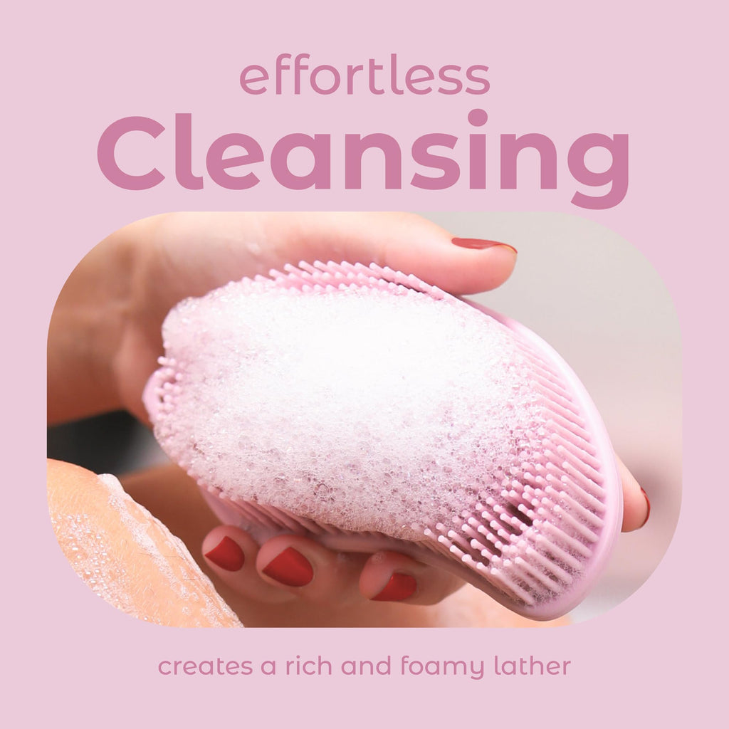 Silicone Body Scrubber Dual-Sided, Pink, Scalp