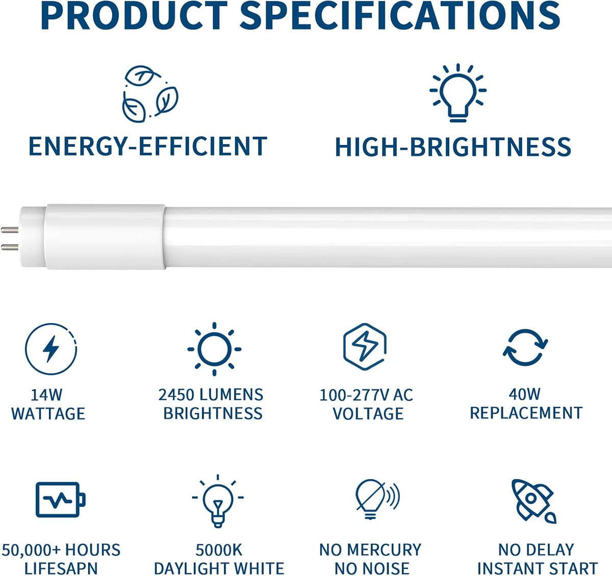 JESLED 10Pack T8 LED Bulbs 4 Foot, 4FT Fluorescent Replacement, Type A+B,14W 2450LM 4000K Neutral White, Plug & Play or Ballast Bypass, G13, T8 T10 T12 LED Replacement, Frosted Cover