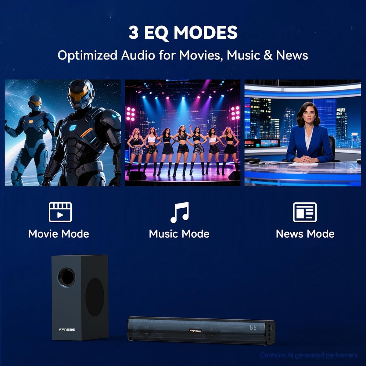 TV Sound Bar Subwoofer Bluetooth, Home Theater Sound Bar System, TV Speakers Sounds Bars Subwoofer, Hdmi(ARC) OPT