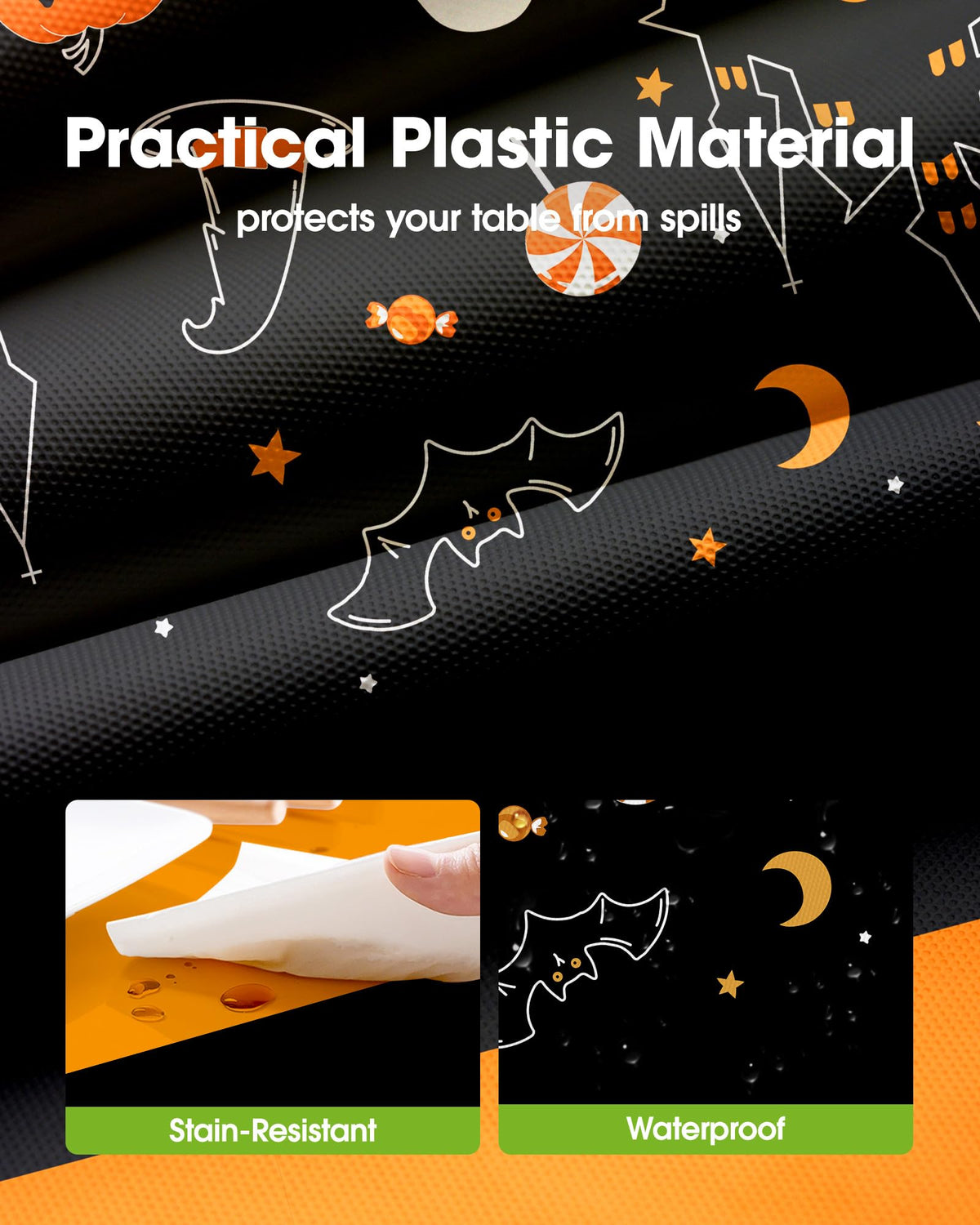 Plastic Table Cloth Disposable 10 Pack Halloween Orange