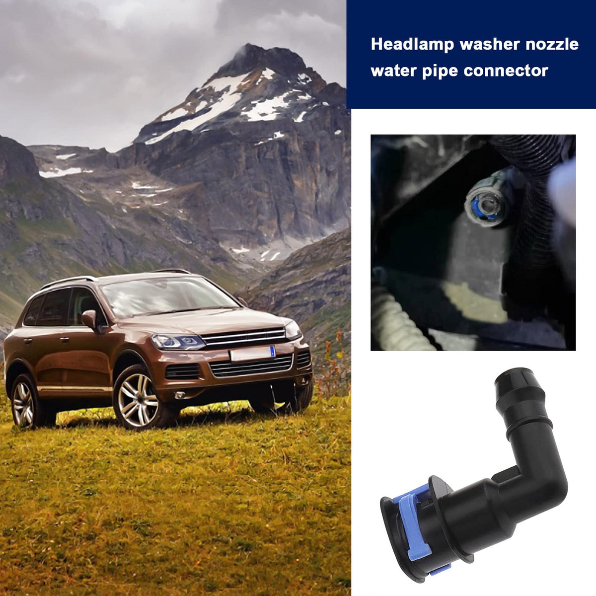 ECSiNG 2PCS Car Headlight Washer Connector Joint Elbow 1J0955665E Compatible with Beetle A6 A8 TT/TTS Fabia Octavia Roomster Superb Alhambra
