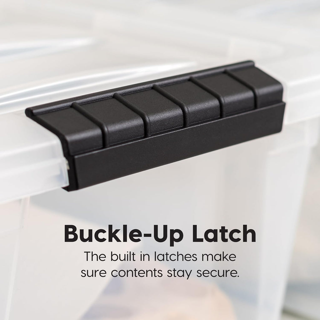 72 Qt Stackable Plastic Storage Bins with Lids, 6 Pack - BPA-Free, Made in USA - See-Through Organizing Solution