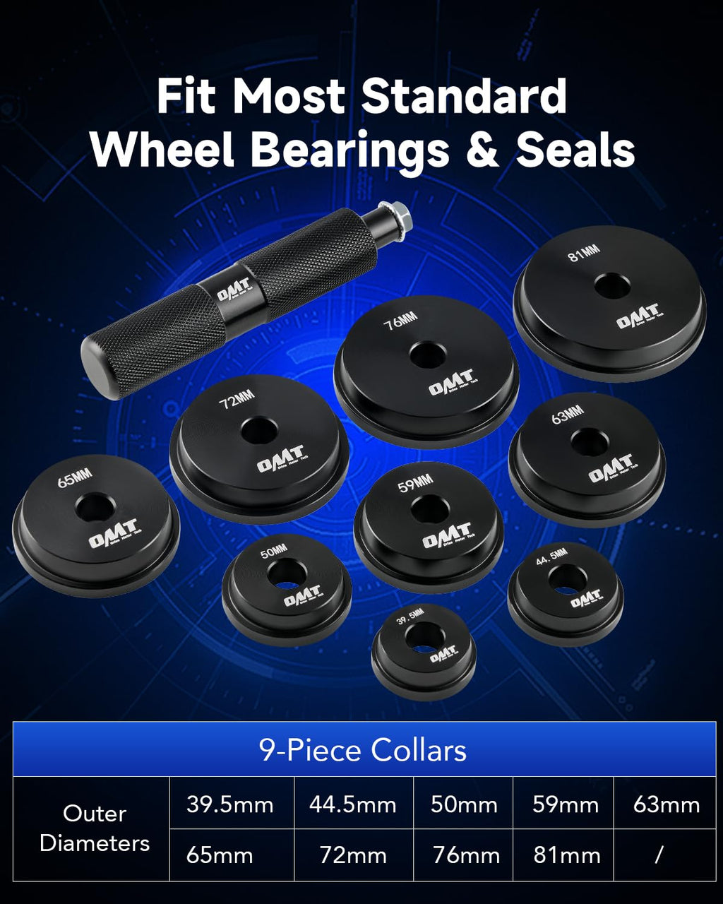 OMT Bearing Press Kit, 10pc Bearing Race and Seal Driver Set