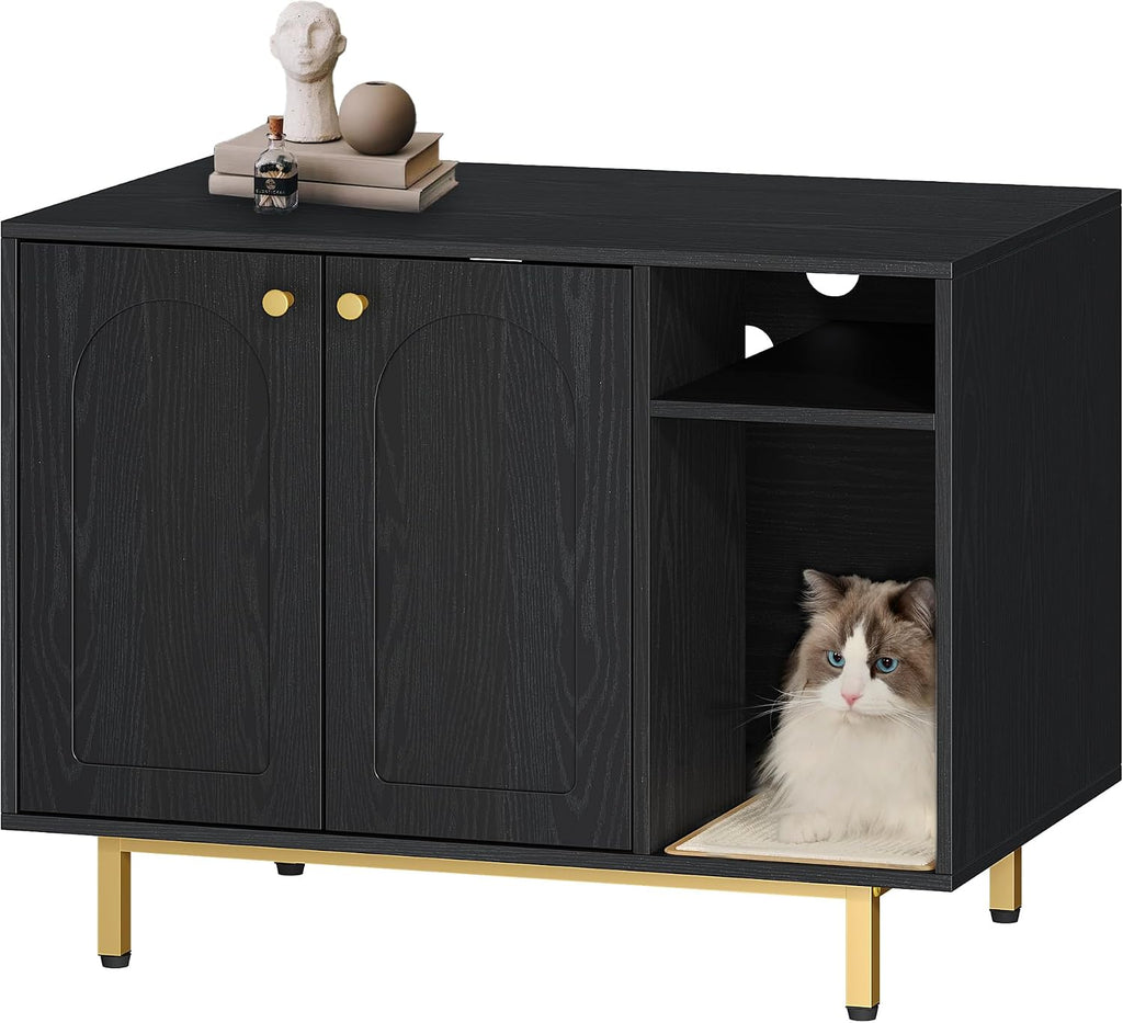 Cat Litter Box Enclosure, Hidden Litter Box Furniture with Storage