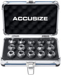 Accusize Industrial Tools 15 Pcs Er25 Collets Set, Size from 1/16'' to 5/8'' in Fitted Strong Aluminum Box, 0223-0835