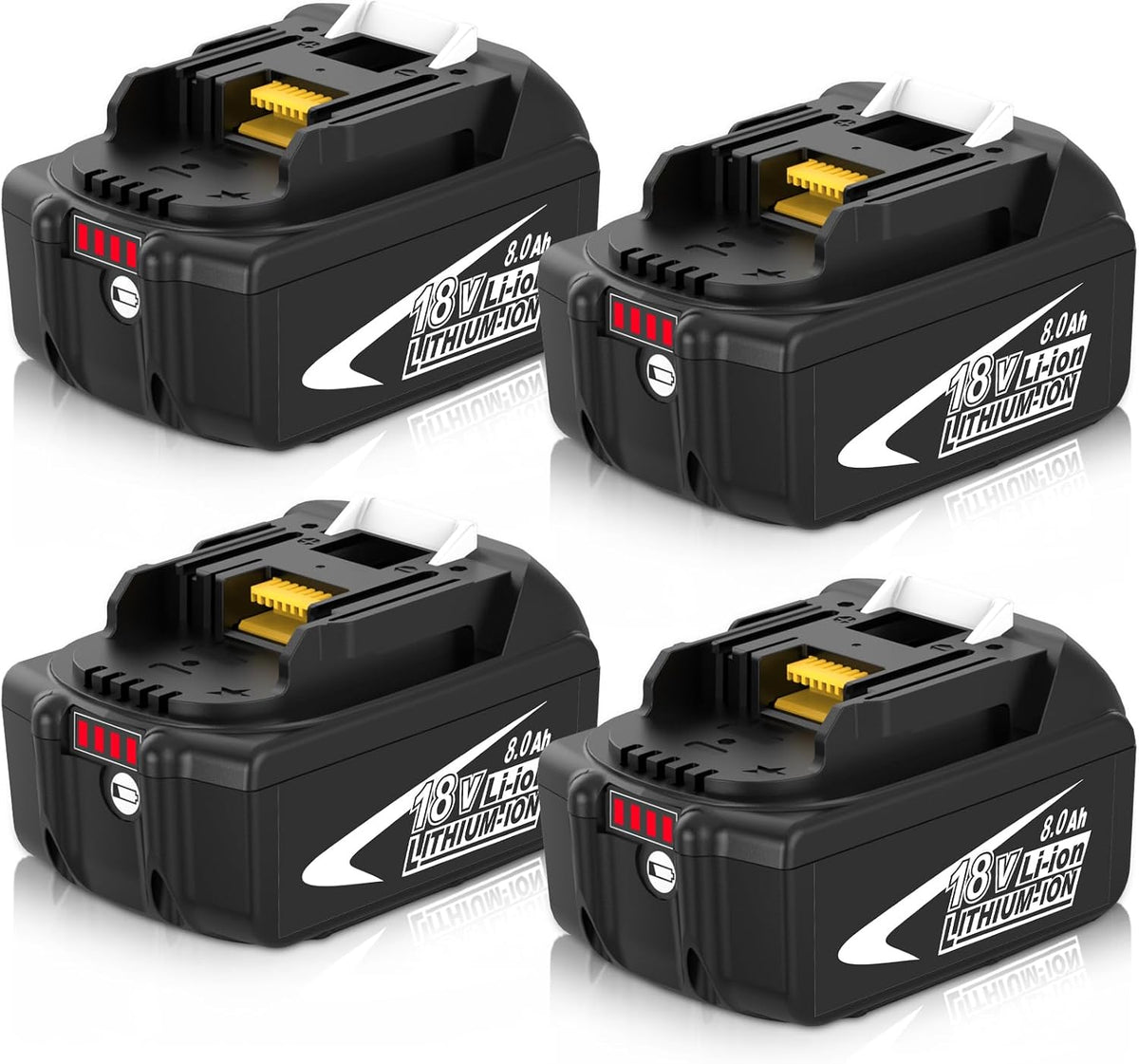 4 Pack Upgraded 8000mAh BL1860B Replacement for Makita 18V Battery (White)