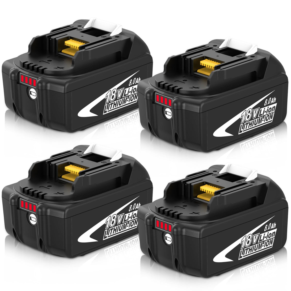 4-Pack 8.0Ah BL1860B Replacement for Makita 18V Battery with LED Light