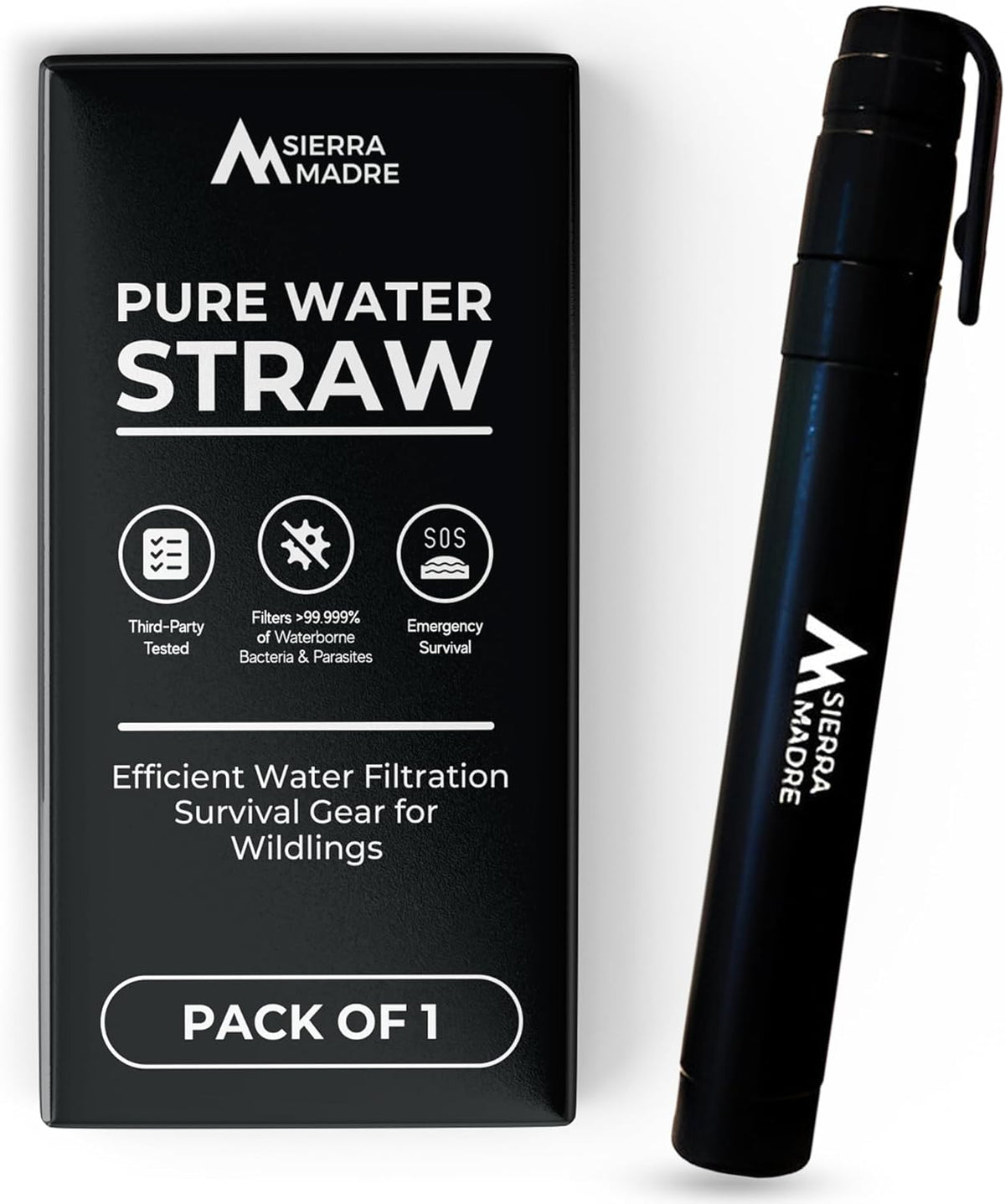 Water Filter Straw, 264 Gallons Capacity, Lightweight, Pack of 1