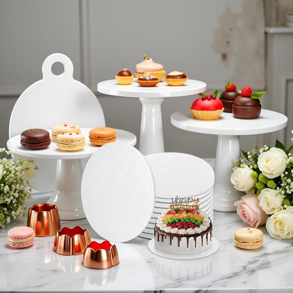 12 Inch Round Cake Boards, 10PACK White Cake Drums, Sturdy Cake Cardboard Bases para Pasteles for Pastry Baking