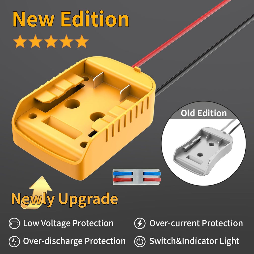 Kzreect Battery Adapter with Switch Compatible with Dewalt 20V Battery