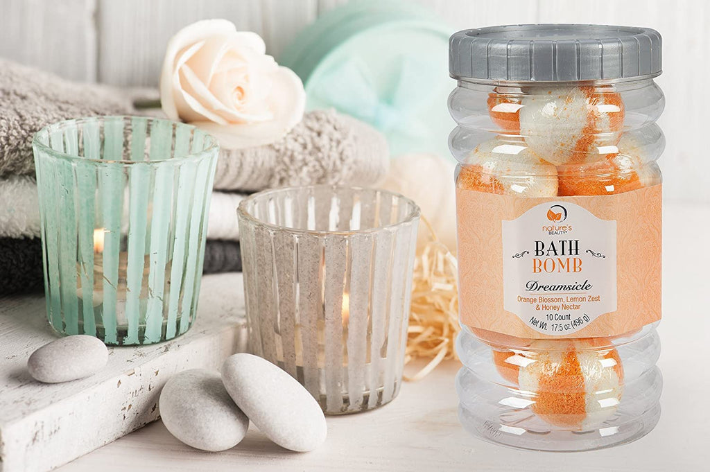 Dreamsicle Bath Bomb Gift Set Multi-Pack - Orange Blossom, Lemon Zest & Honey Nectar Scent Made w/Orange Peel