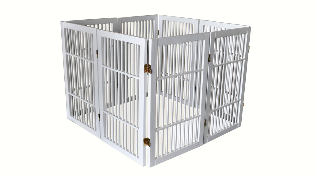 Freestanding Solid Wood Folding Pet & Dog Barrier Gate with Support Feet for Wide Indoor Openings, Hallways & Stairs