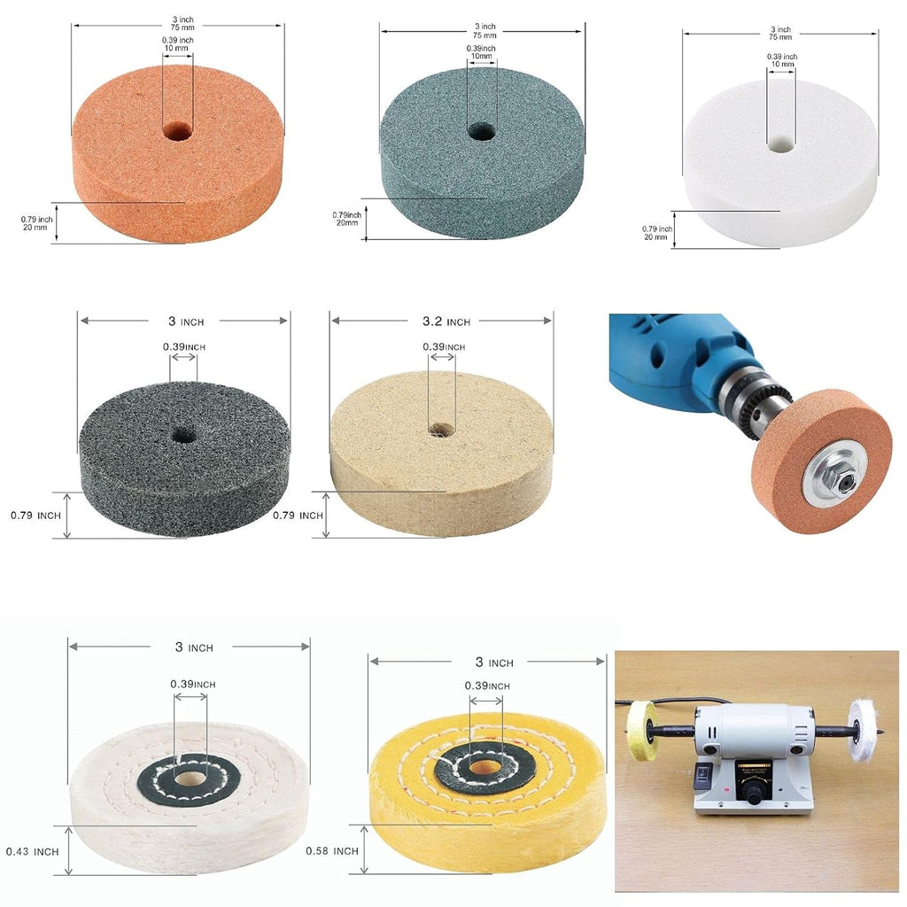 Grinding Wheel Buffing Wheels 7 Set 3 inch (8, Grinding Wheel Buffing Wheels 8 Set 3 inch)