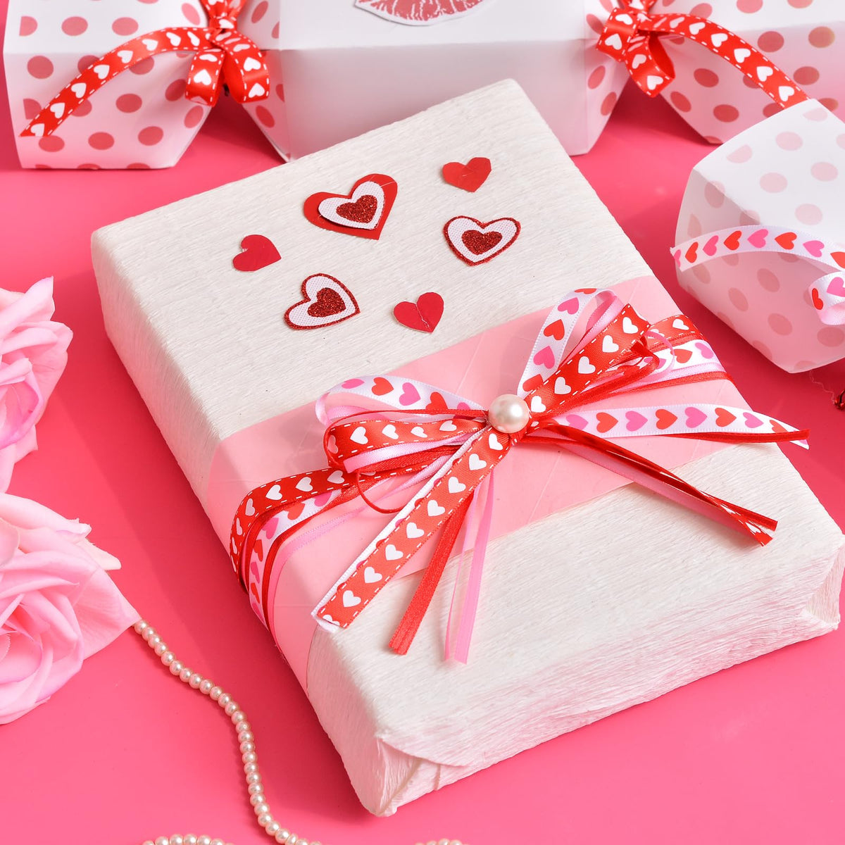 Valentines Day Ribbon Set, 3/8 in 2 Roll 20 Yd