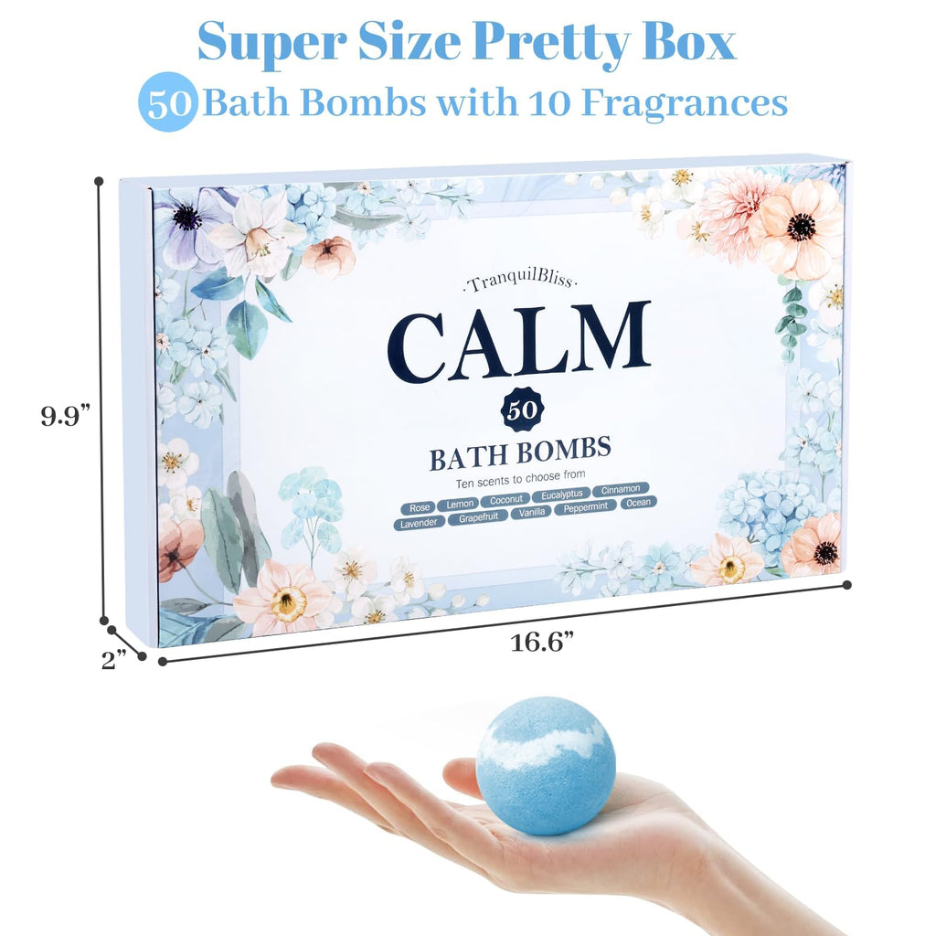 Bath Bombs Set 50 PCS with 10 Scents, Natural Bathbombs, Blue