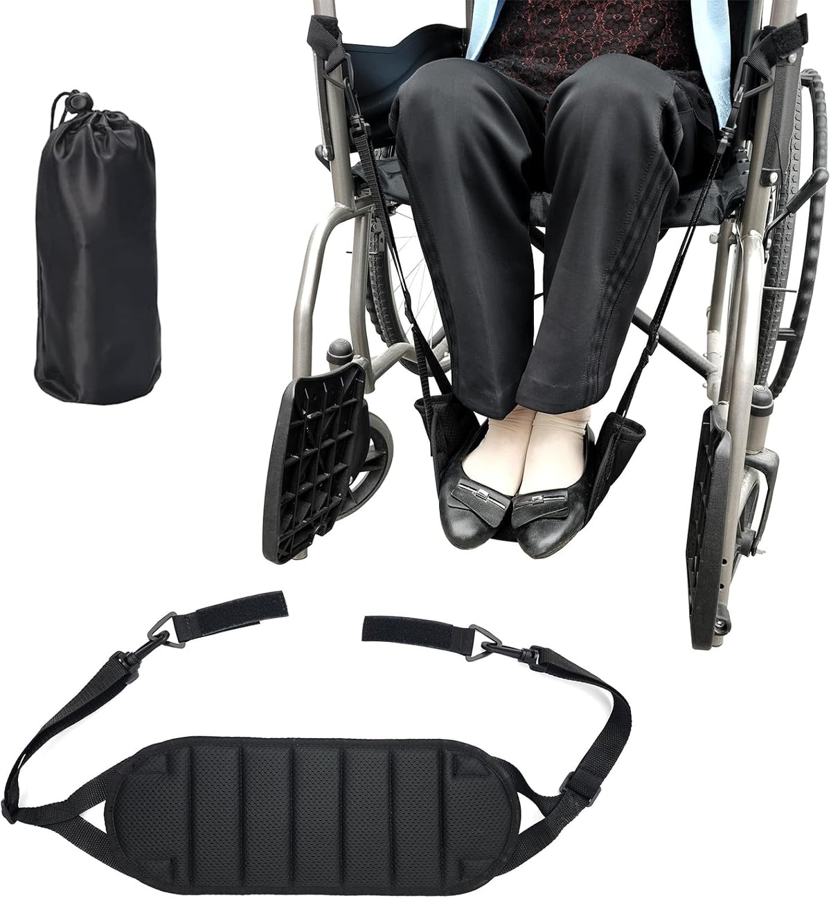 Wheelchair Footrest Hammock, Adjustable Hanging Foot Sling for Foot Rest Replacement, Wheelchair Accessories Leg Rest Support Strap