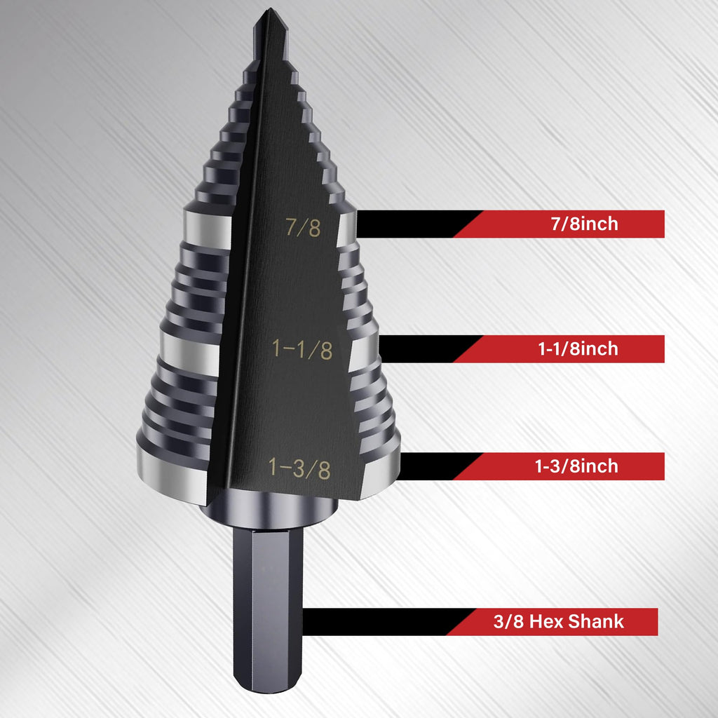 AIMLENTOOL M2 HSS 1/4"-1-3/8" Step Drill Bit