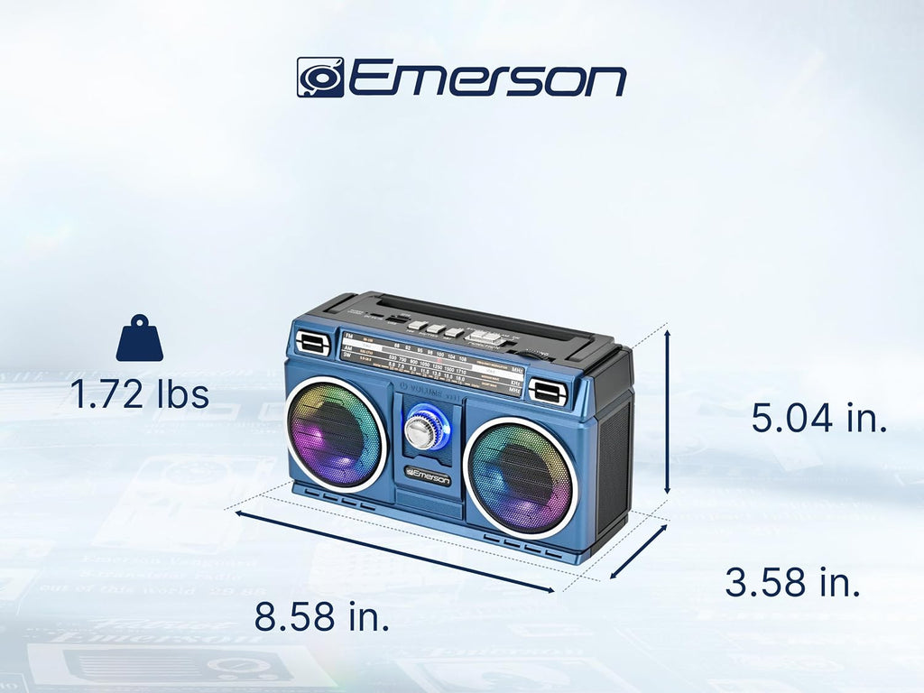 Portable Bluetooth Radio Boombox with 4-Band AM/FM/TV/SW Shortwave Radio, Rechargeable Battery, USB & TF Card MP3