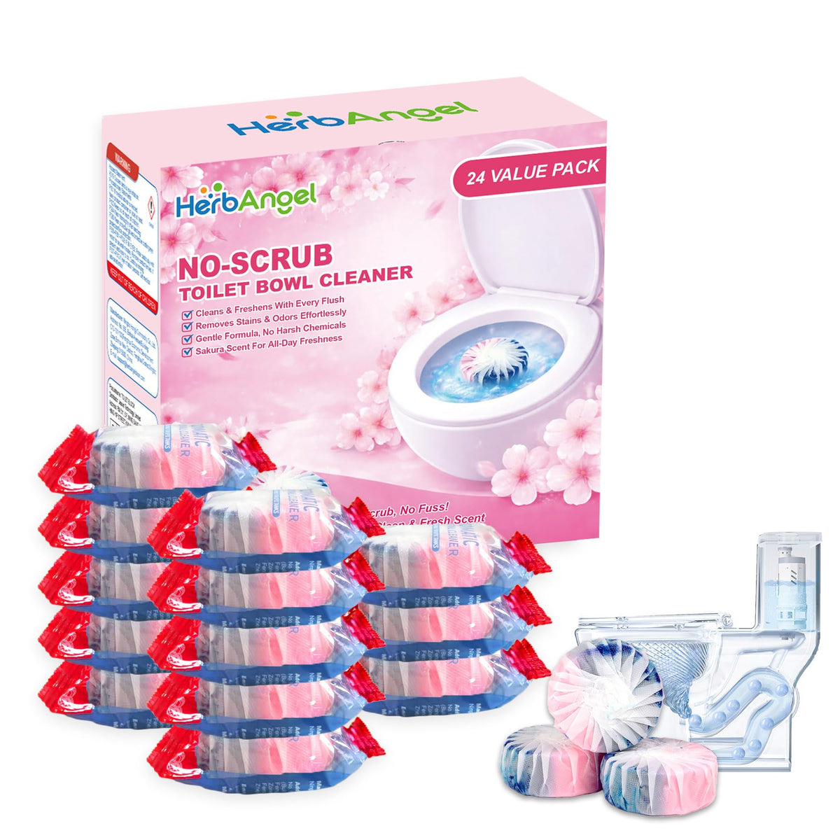 Auto Toilet Bowl Cleaner Tablets 24 Pack Dual Scent Tank Cleaner Tablets