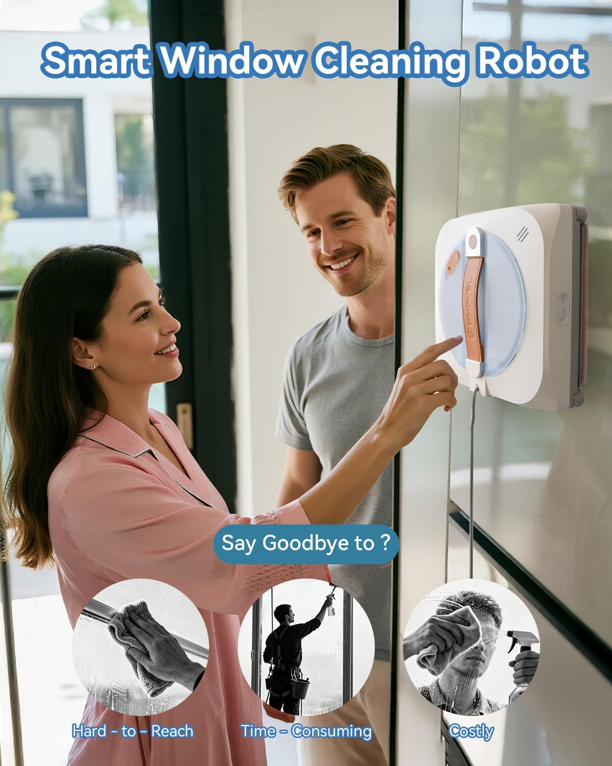 Window Cleaning Robot with 4 Cleaning Modes,8000Pa Suction for Glass