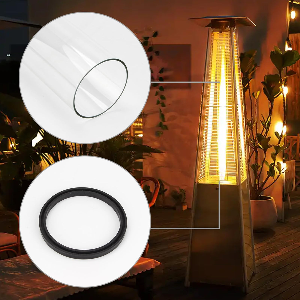 49.5 x 4" Patio Heater Glass Tube Replacement with Silicone Ring