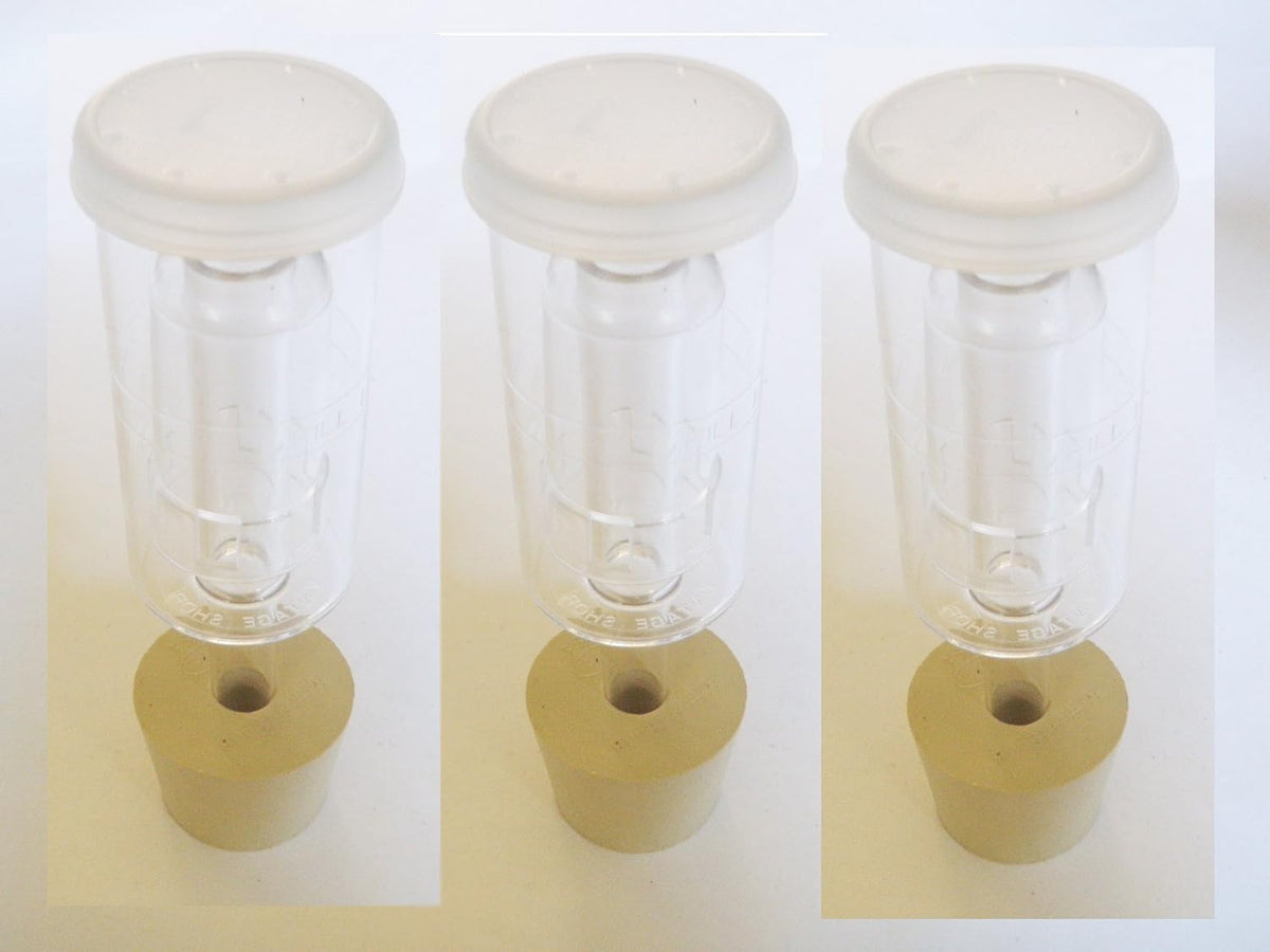 3ct. - 3 Piece Airlock with #6 Stopper - Set of 3 (Cylinder Airlock)
