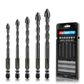 DKIBBITH 4-Flute Serrated Masonry Drill Bit Set 5-Piece Black- 3/16",1/4",5/16",3/8" to 1/2" for Concrete, Tile, Brick, Glass, Ceramic.