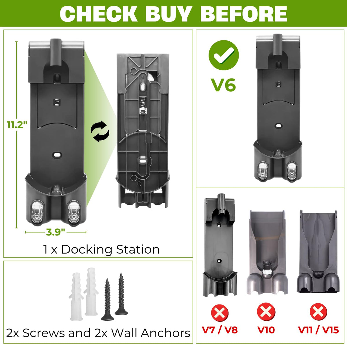 for Dyson V6 Handheld Vacuum Wall Mount Charger Holder Docking Station