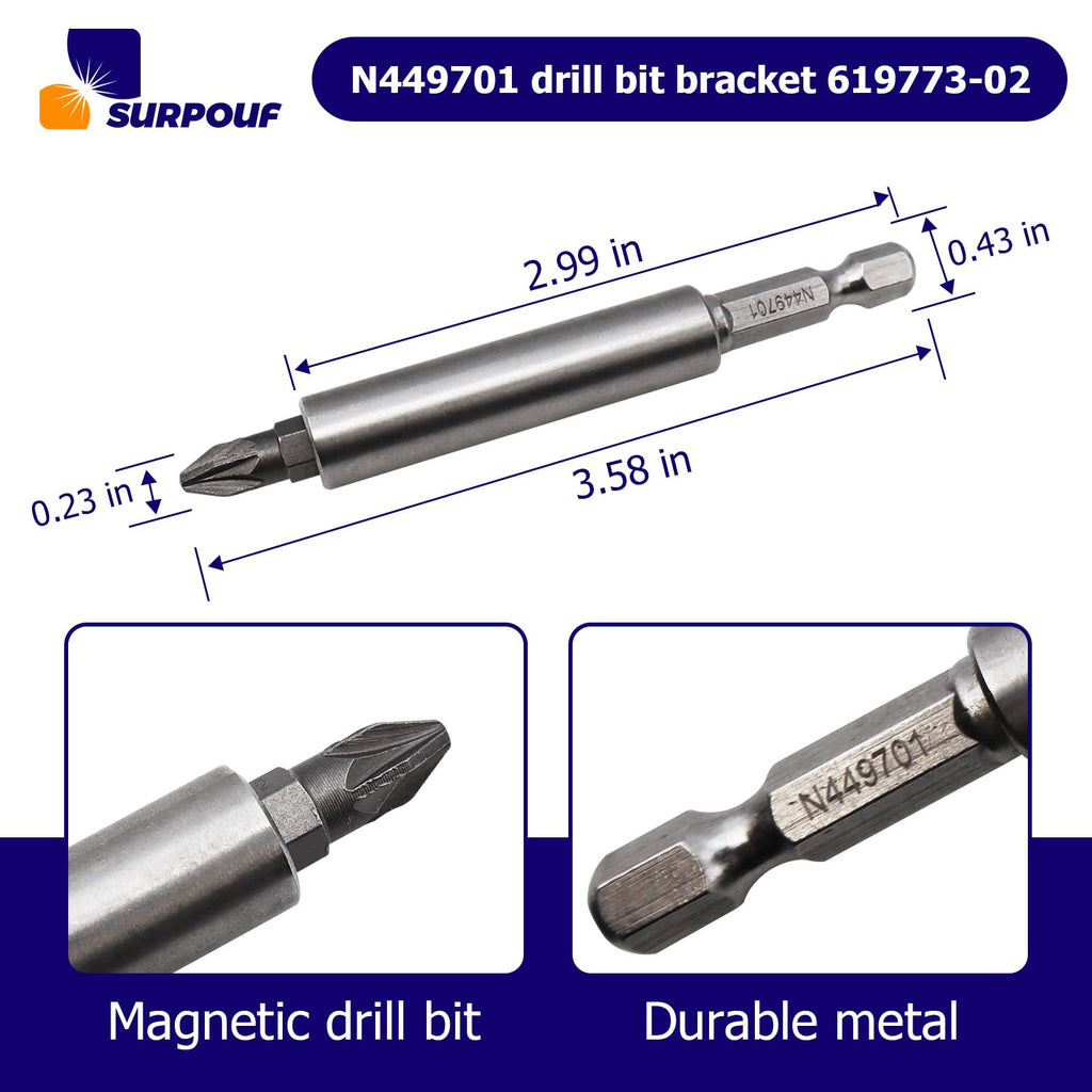 N449701 Bit Tip Holder 619773-02 Compatible with DCF620 DW253 DW254 DW255 DW257 Brushless Drywall Replacement Parts