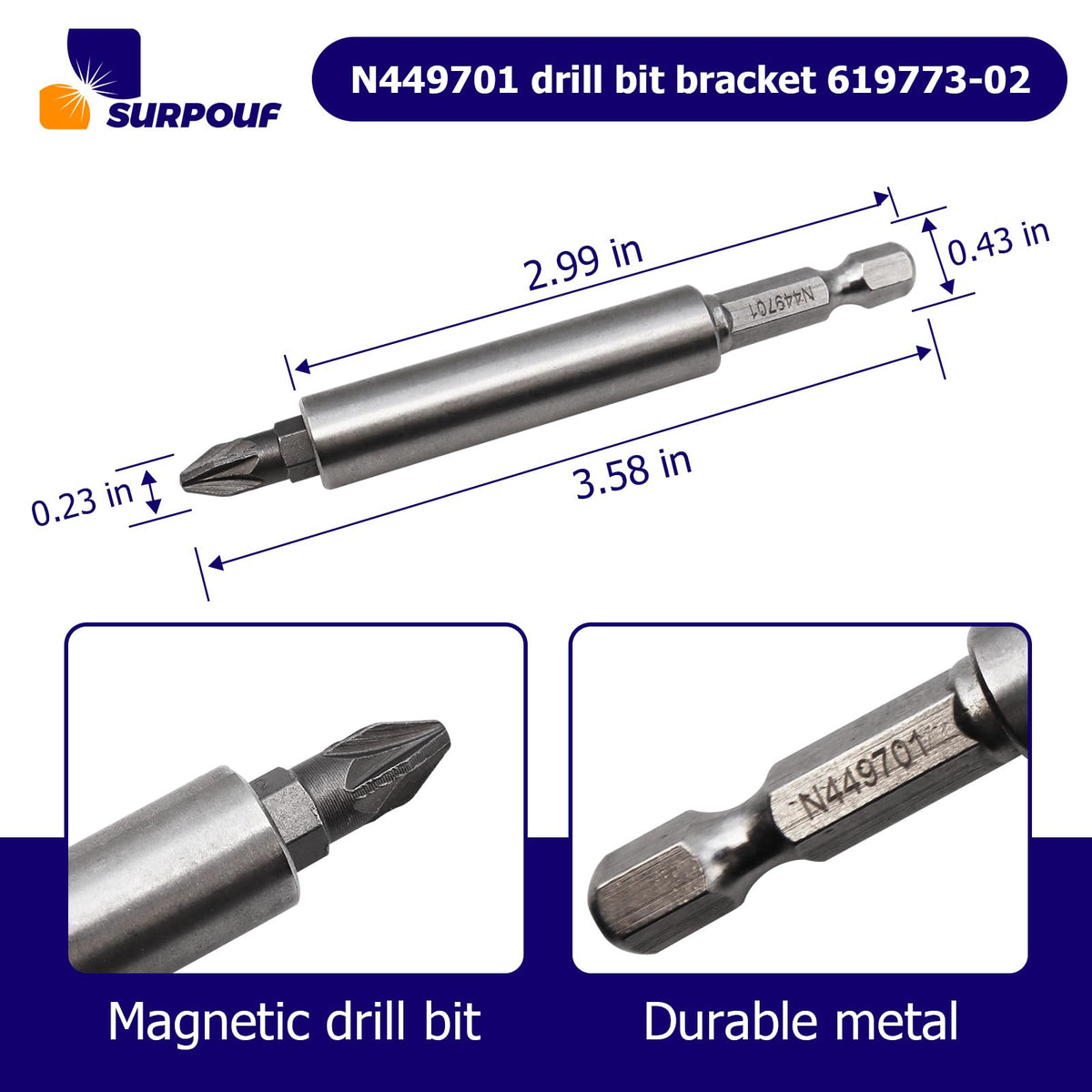 N449701 Bit Tip Holder 619773-02 Compatible with DCF620 DW253 DW254 DW255 DW257 Brushless Drywall Replacement Parts