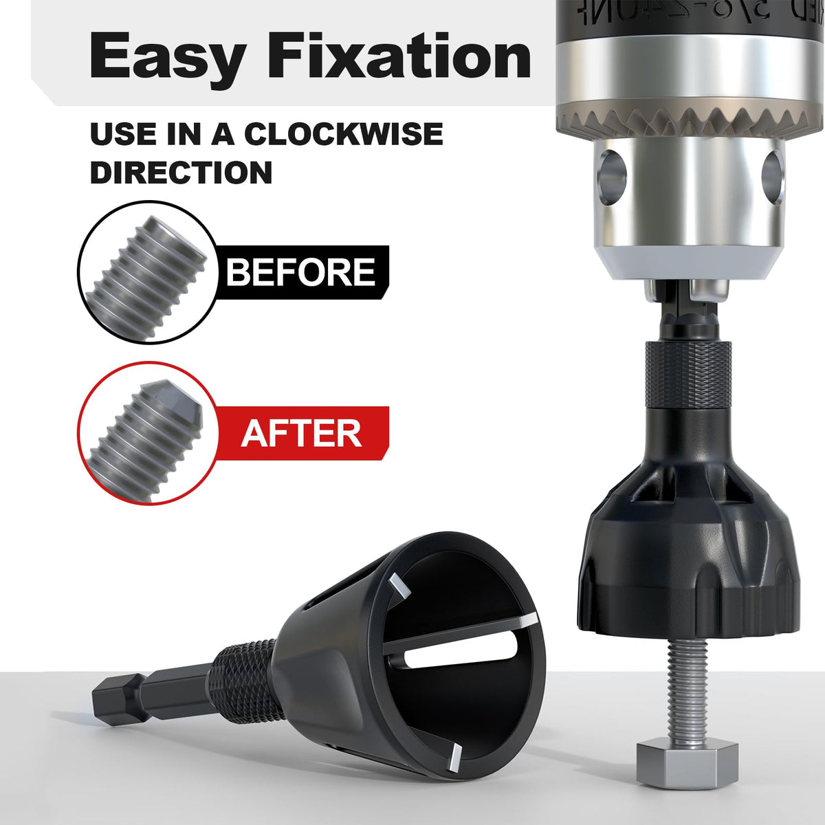LATTHANT Deburring External Chamfer Tool with Tungsten Carbide Blade, Bolt Thread Repair Tool for 1/8" to 1" (3-25 mm), Burr Removal Tool for Metal, Chamfer Bit with Hex Shank, 2 Size
