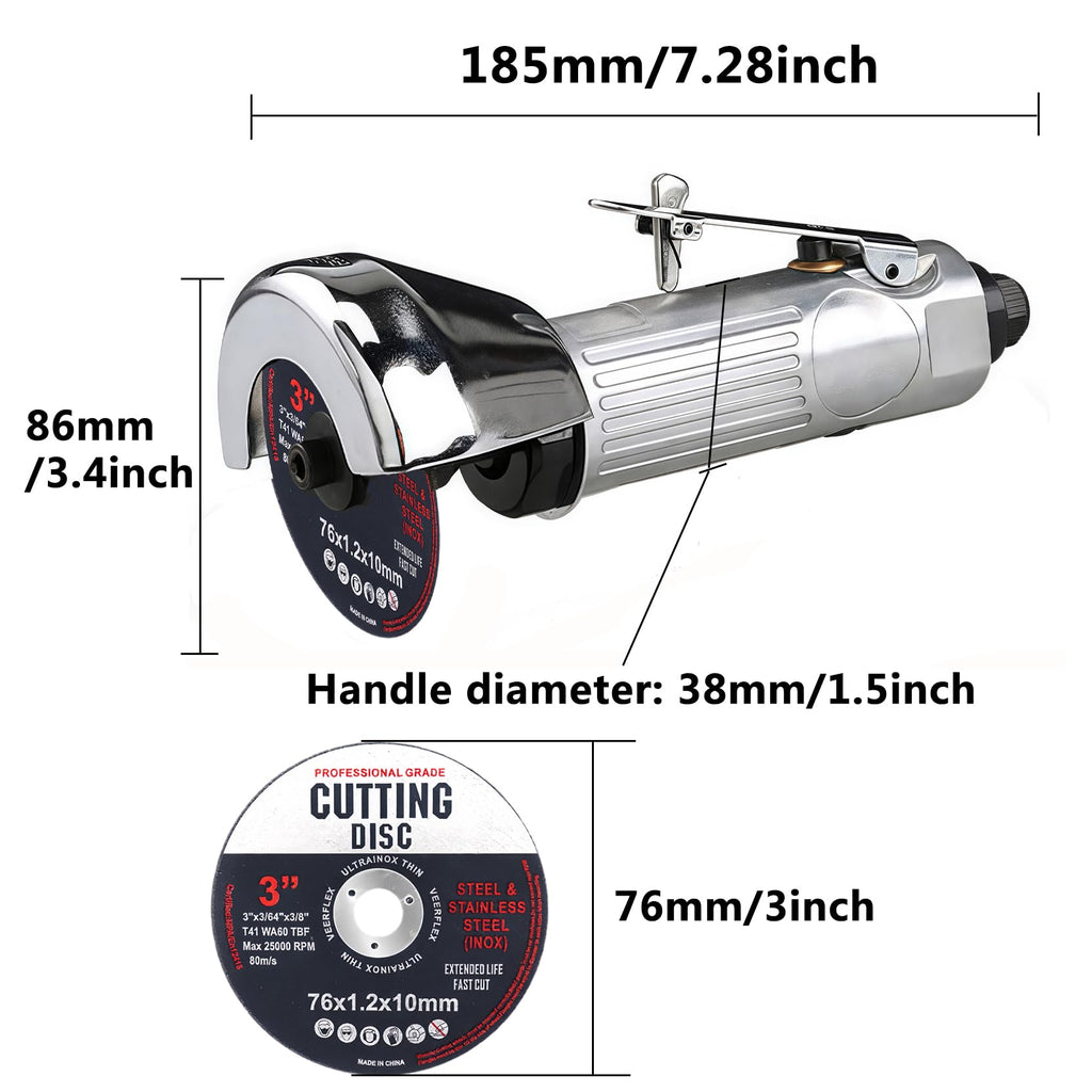 CILEONBE 3 Inch Air Cut Off Tool with 10Pcs Cut Off Wheels