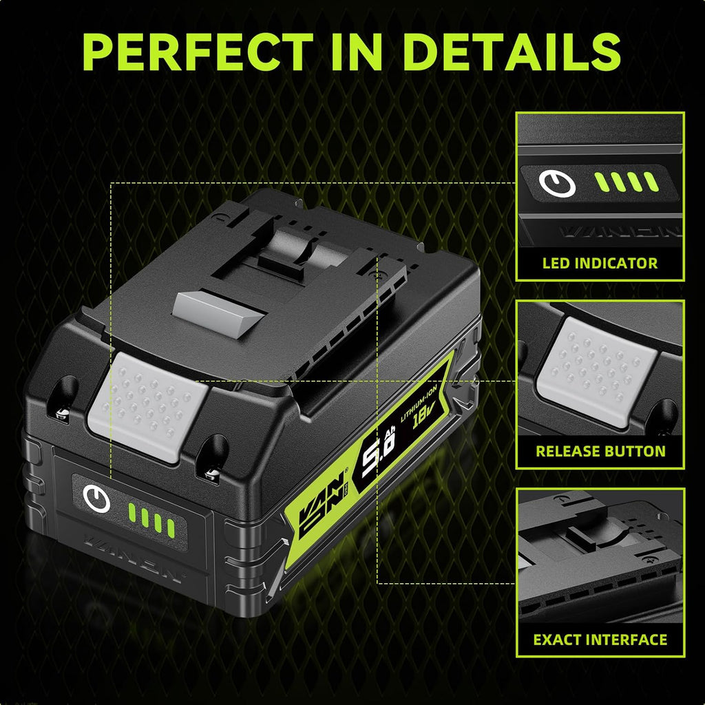 VANON 5.0Ah Lithium Battery Replacement for Bosch 18V Battery, 2 Pack