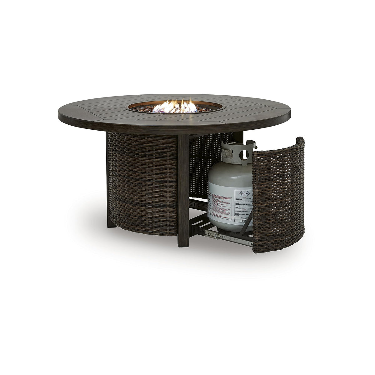 Outdoor Fire Pit Table, Round Wicker Propane