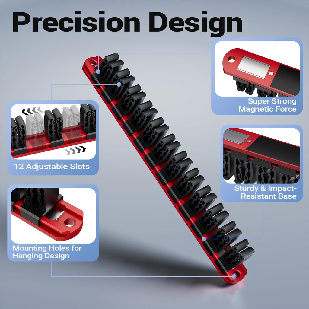 Heavy Duty Magnetic Screwdriver & Wrench Organizer, 36 Slot Tool Holder