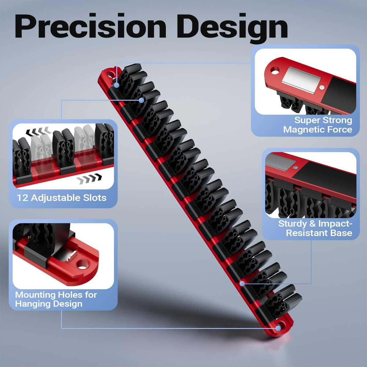 Heavy Duty Magnetic Screwdriver & Wrench Organizer, 36 Slot Tool Holder