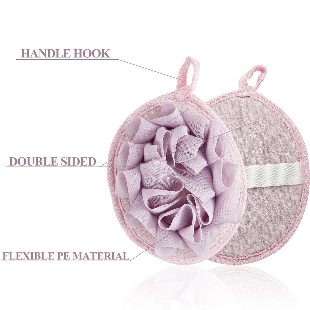 Bath Shower Pouf Sponge, 6 Pcs, Beige, Green, Purple