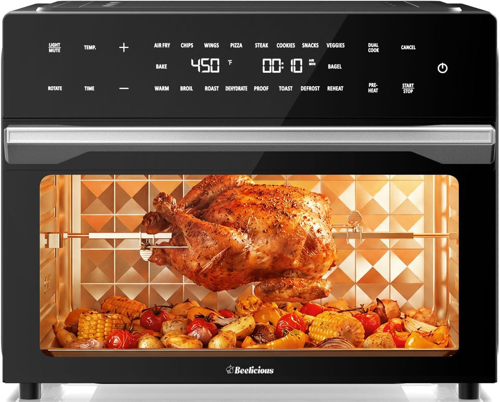 32QT Extra Large Air Fryer, 19-In-1 Air Fryer Toaster Oven Combo with Rotisserie and Dehydrator, Digital Convection