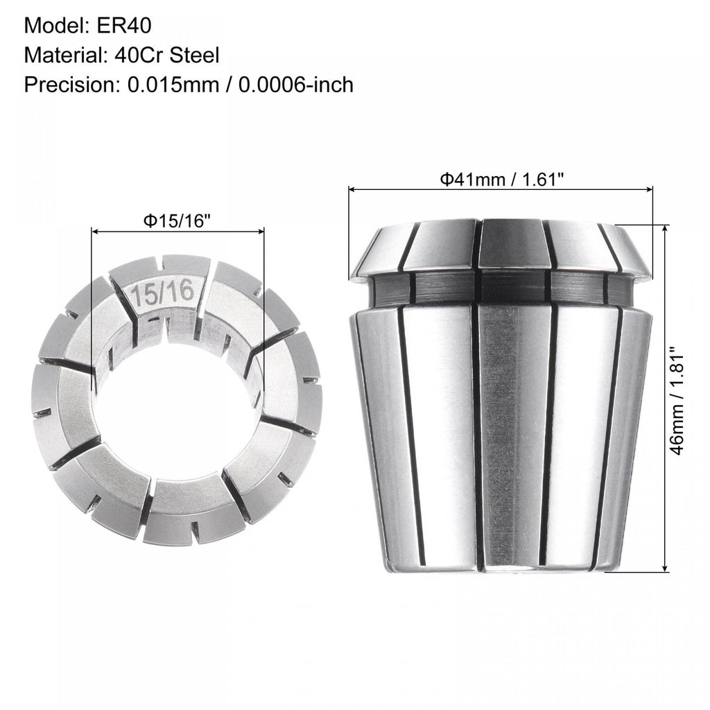 uxcell ER40 Spring Collet 15/16" Chuck for CNC Engraving Machine Lathe Milling Tool