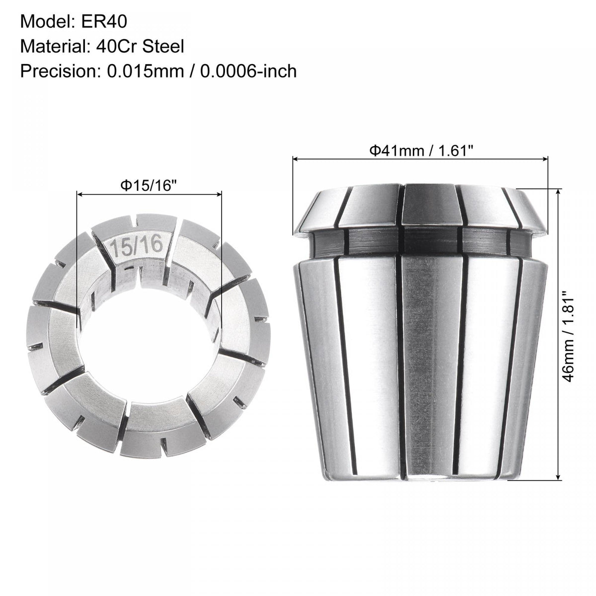 uxcell ER40 Spring Collet 15/16" Chuck for CNC Engraving Machine Lathe Milling Tool