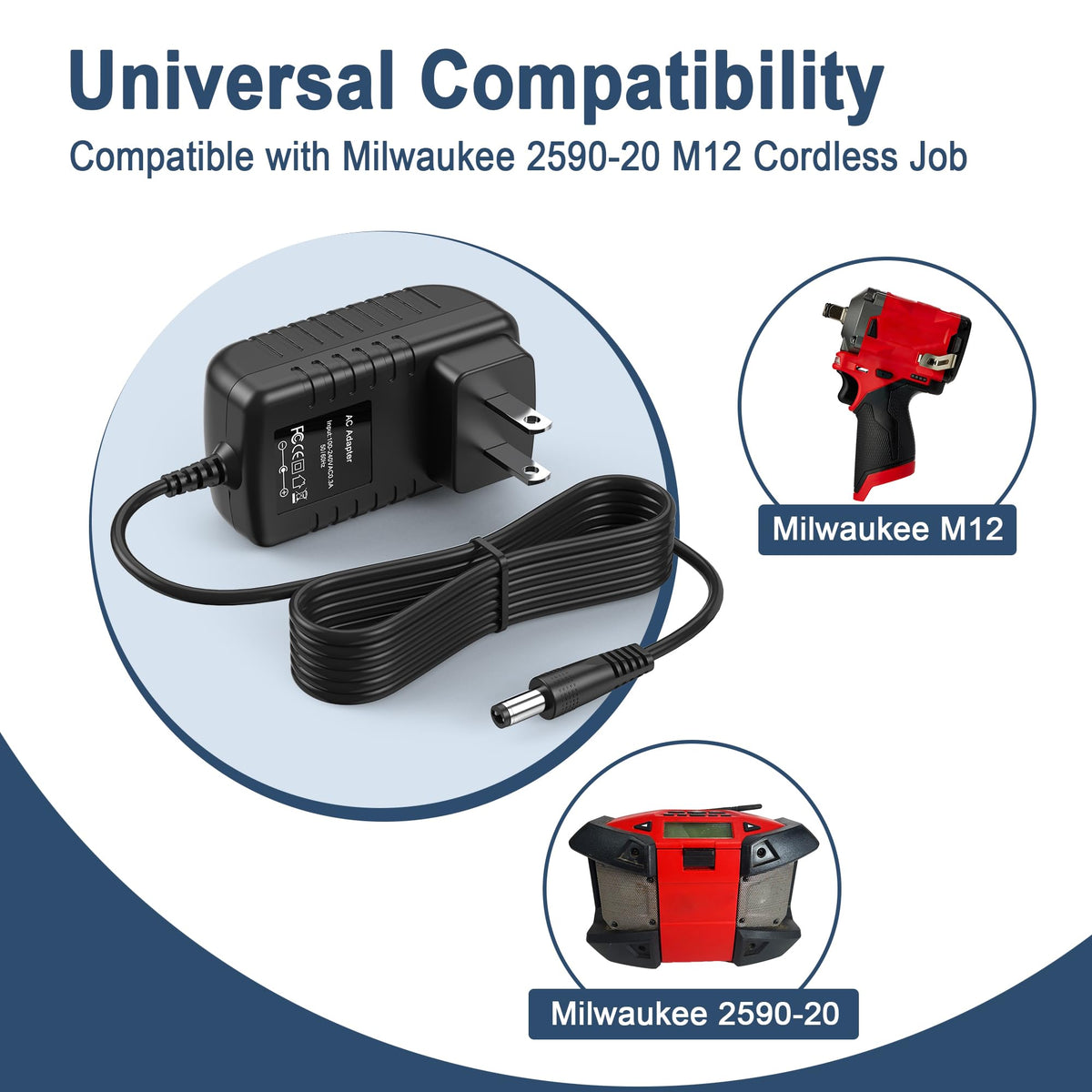 PK Power AC/DC Adapter for Milwaukee 2590-20 259020 M12 Cordless Job Site Radio Power Supply Cord Cable Wall Charger Mains PSU
