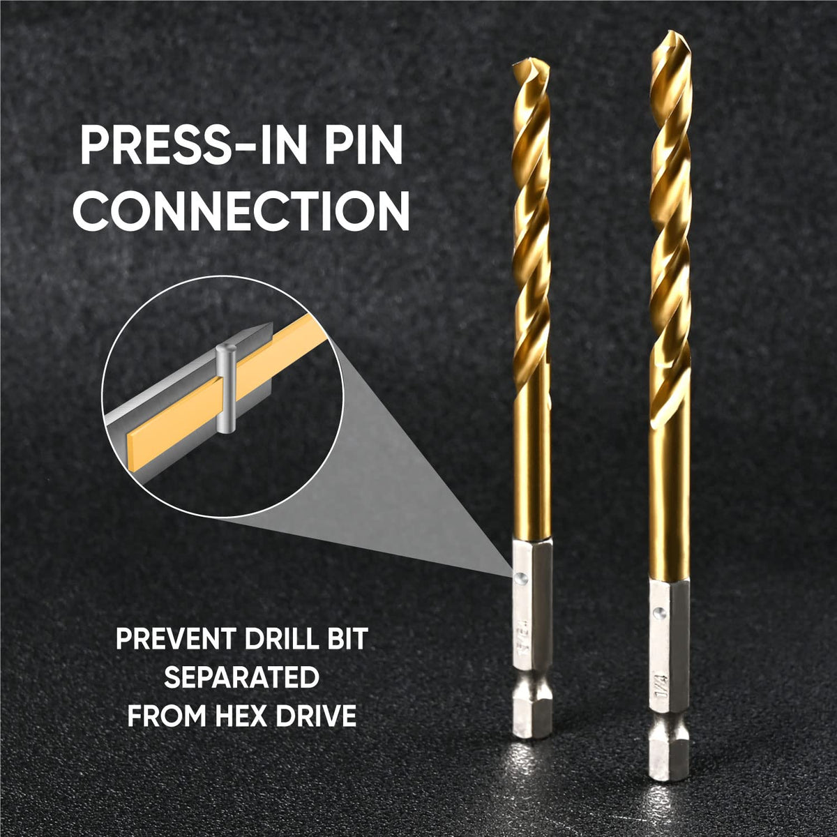 amoolo 3/32" Hex Shank Impact Drill Bit Set, 10Pcs
