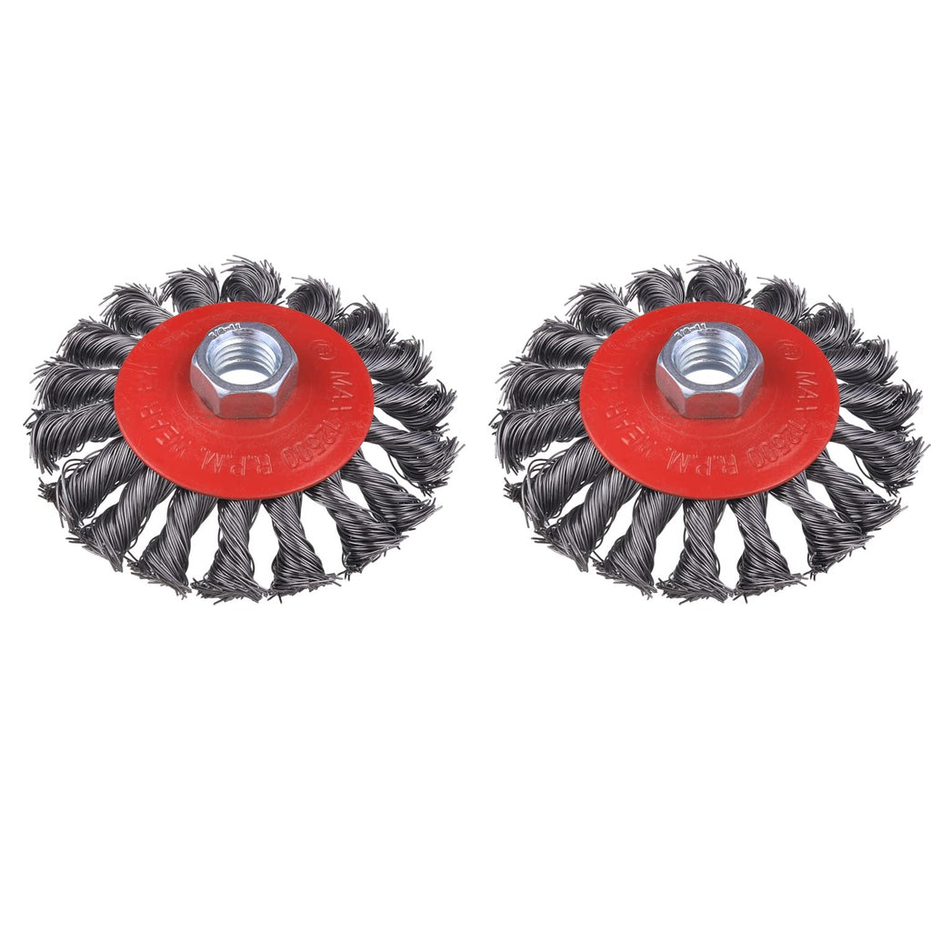 Wire Wheel for 4 1/2 Angle Grinder, 2 Pack 4 Inch Twist Knotted Wire Brush