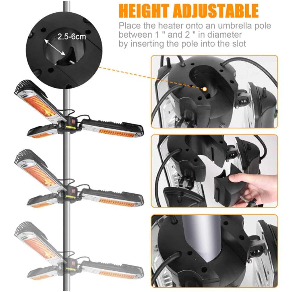 Umbrella Heater Electric,Outdoor Heaters for Patio/Electric Hanging Instant Heat/Garden Barbecue Party/Folding