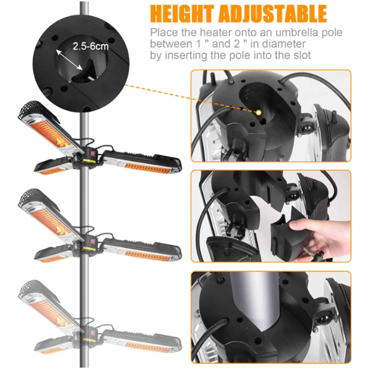 Umbrella Heater Electric,Outdoor Heaters for Patio/Electric Hanging Instant Heat/Garden Barbecue Party/Folding