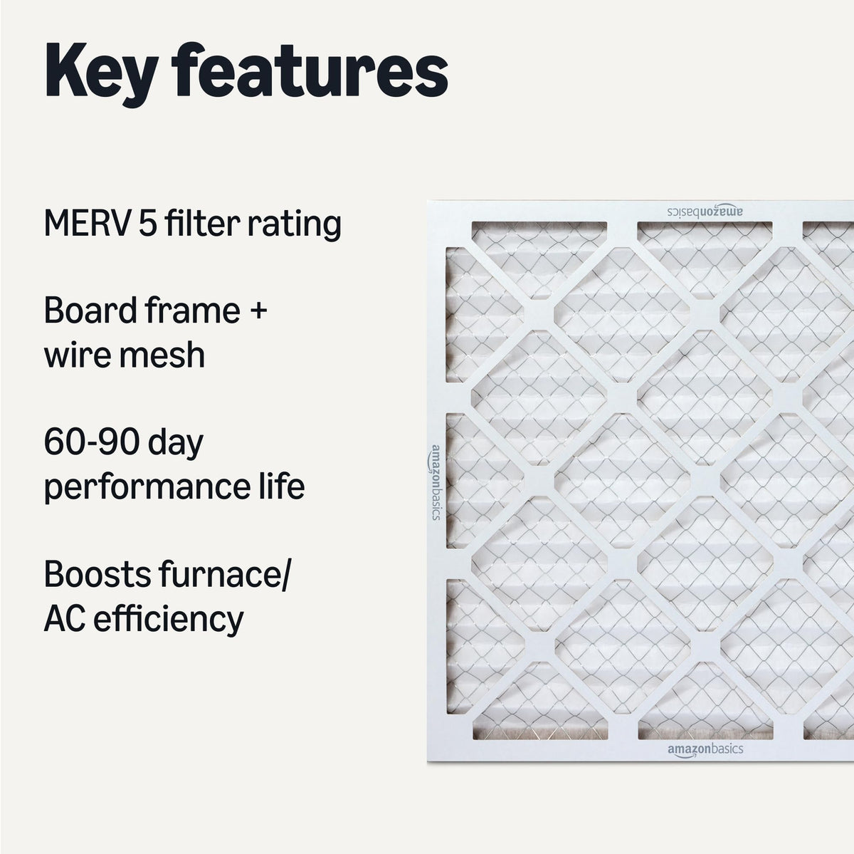 MERV 5 AC Furnace Air Filter, 20x20x1 inches, 6-Pack (Actual size: 19.75" x 19.75" x 0.75")