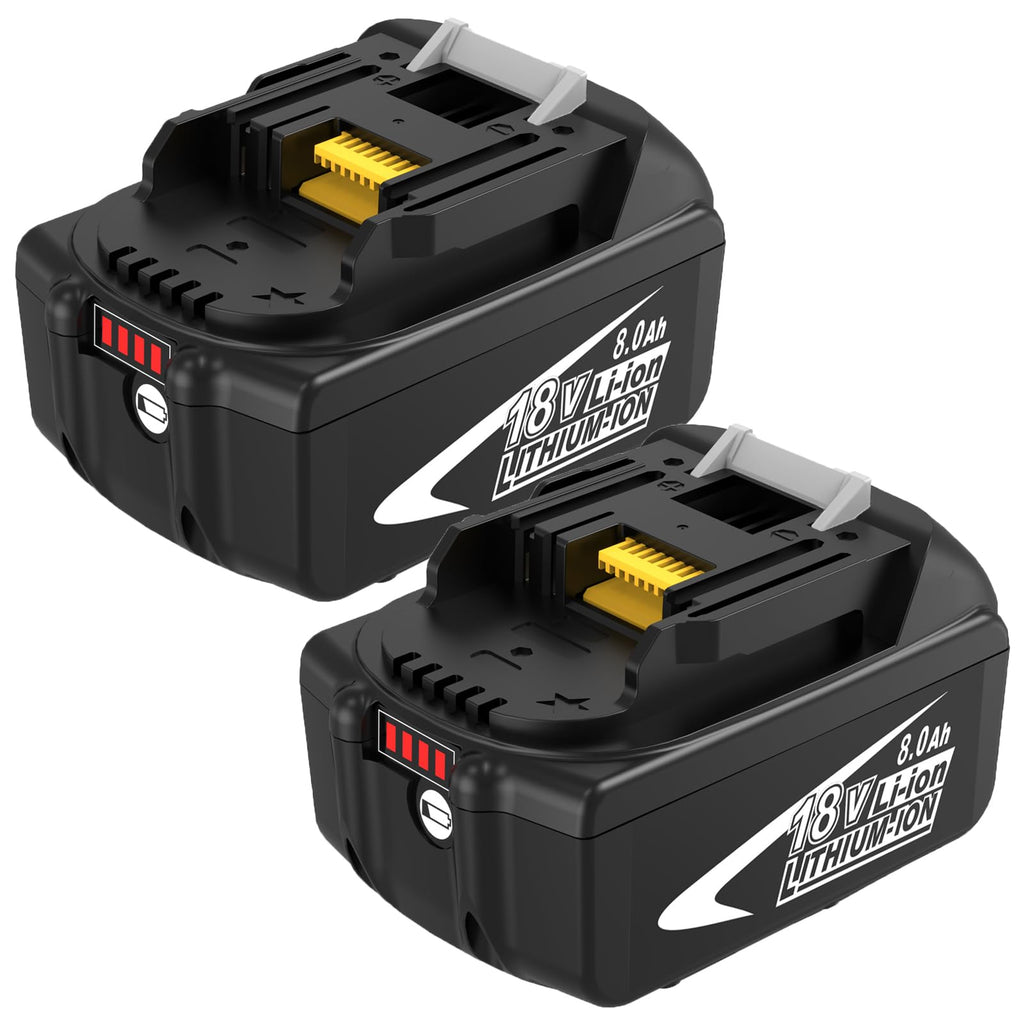 2 Packs Upgraded to 8000mAh Replacement for Makita 18V Battery 8Ah(Black)