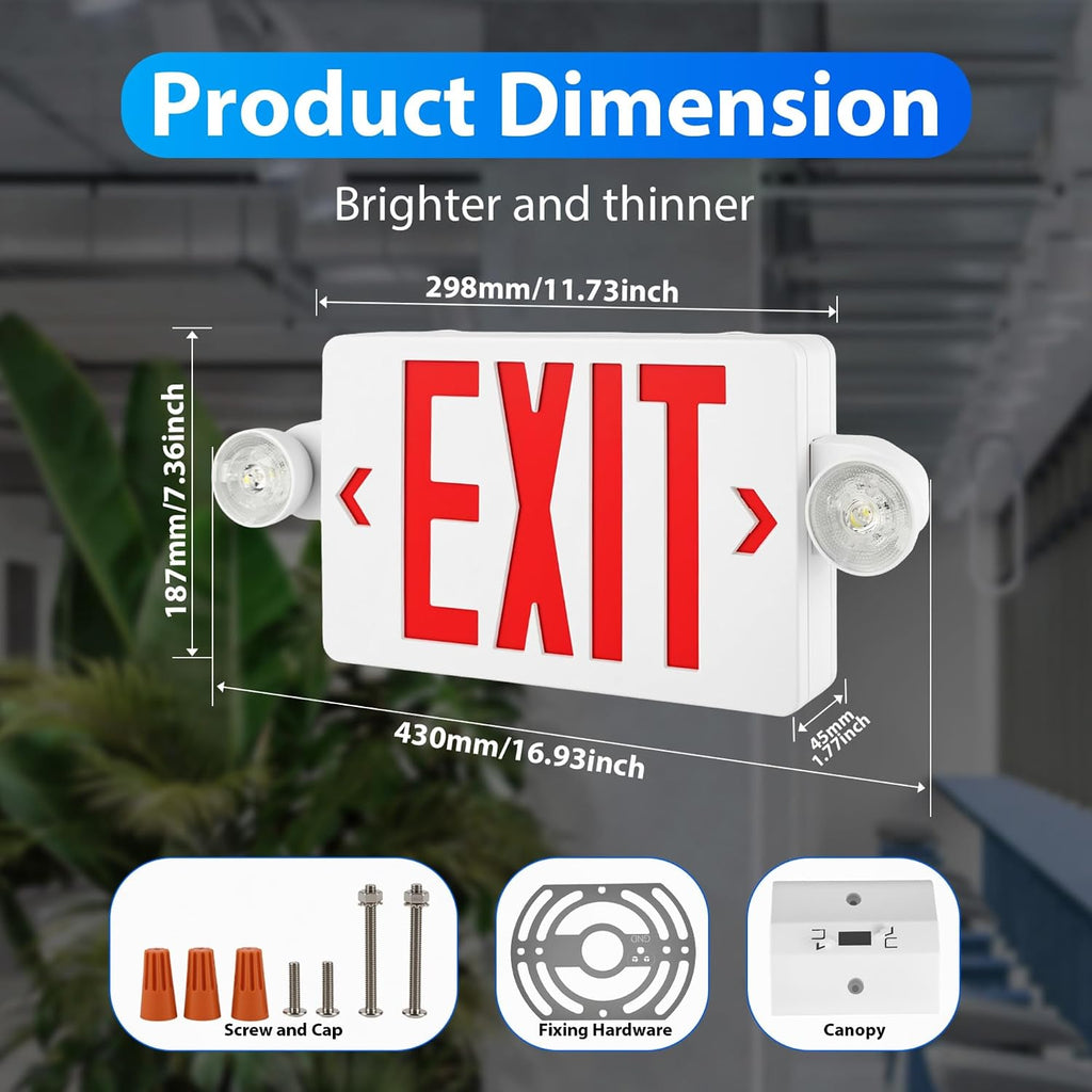 2 Pack Exit Sign with Emergency Lights,ETL listed,Battery Backup