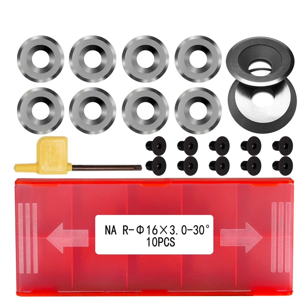 Carbide Replacement Inserts 12mm/16mm Round Carbide Inserts Negative Rake Turning Tools Replacement Cutters for Lathe Tools DIY Tools(B 16x3.0mm-10PCS)