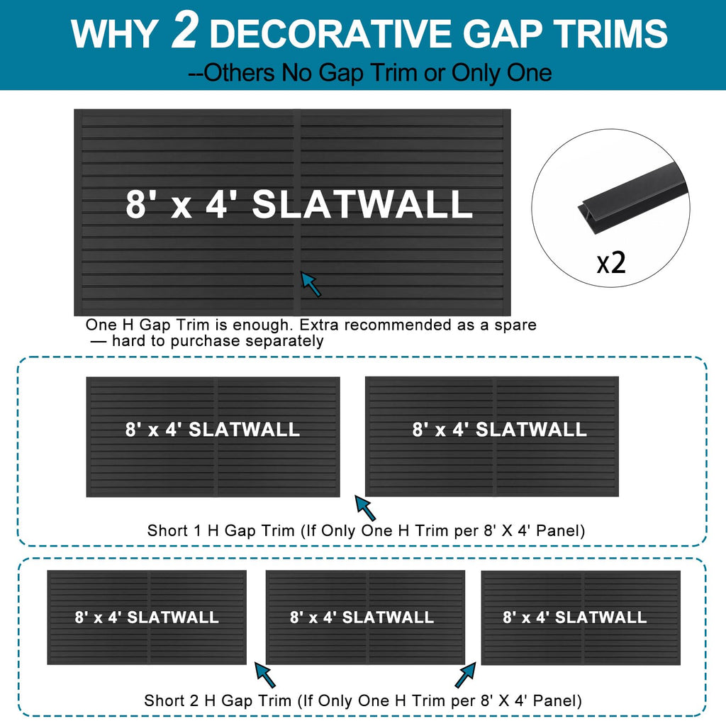 PVC Slat Wall Paneling 4x8 ft, Black Slatwall Panel for Storage